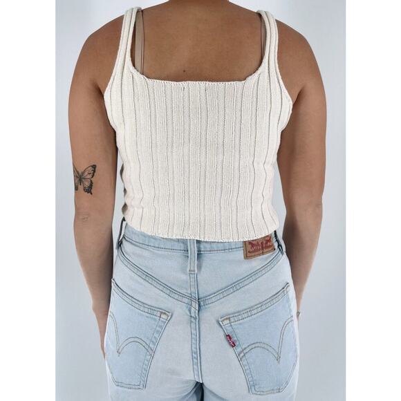 Charlotte Russe Cream Knit Button Down Sleeveless Size Small - Picture 2 of 3